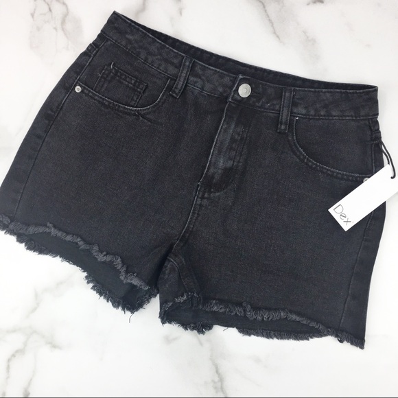 Dex Pants - Dex Cut Off Denim Jean Shorts NWT Black Frayed Hem